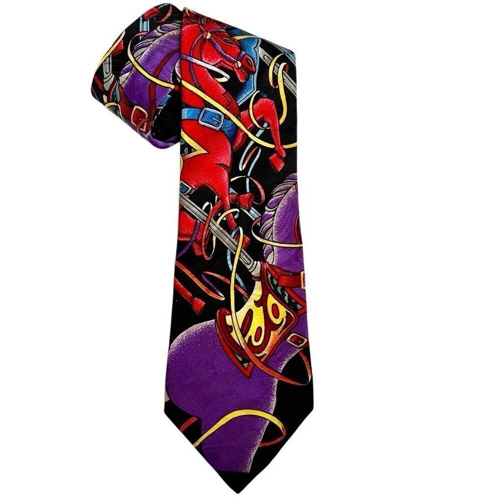 Vintage Rush Limbaugh Silk Made  Multicolor Horse carousel tie